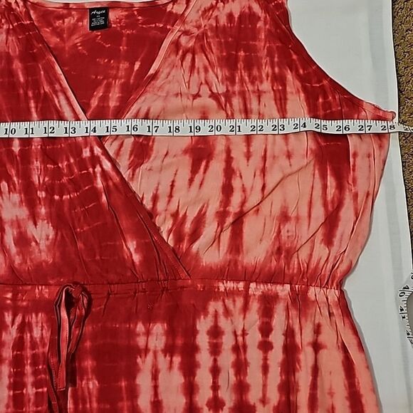 Agree Dress/Pretty Pink & white tie dye print/cross front/elastic waist & comfy! - Picture 3 of 6